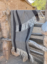 Load image into Gallery viewer, Black White Grey Llama Wool Throw (or Shawl)
