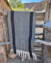 Load image into Gallery viewer, Black White Grey Llama Wool Throw (or Shawl)
