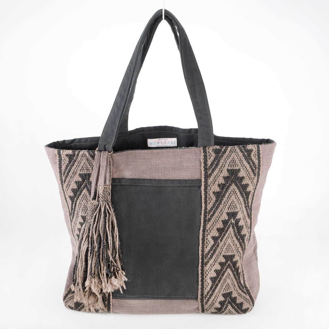 Extra Large Brown & Black Colorblock 'Faja' Tote