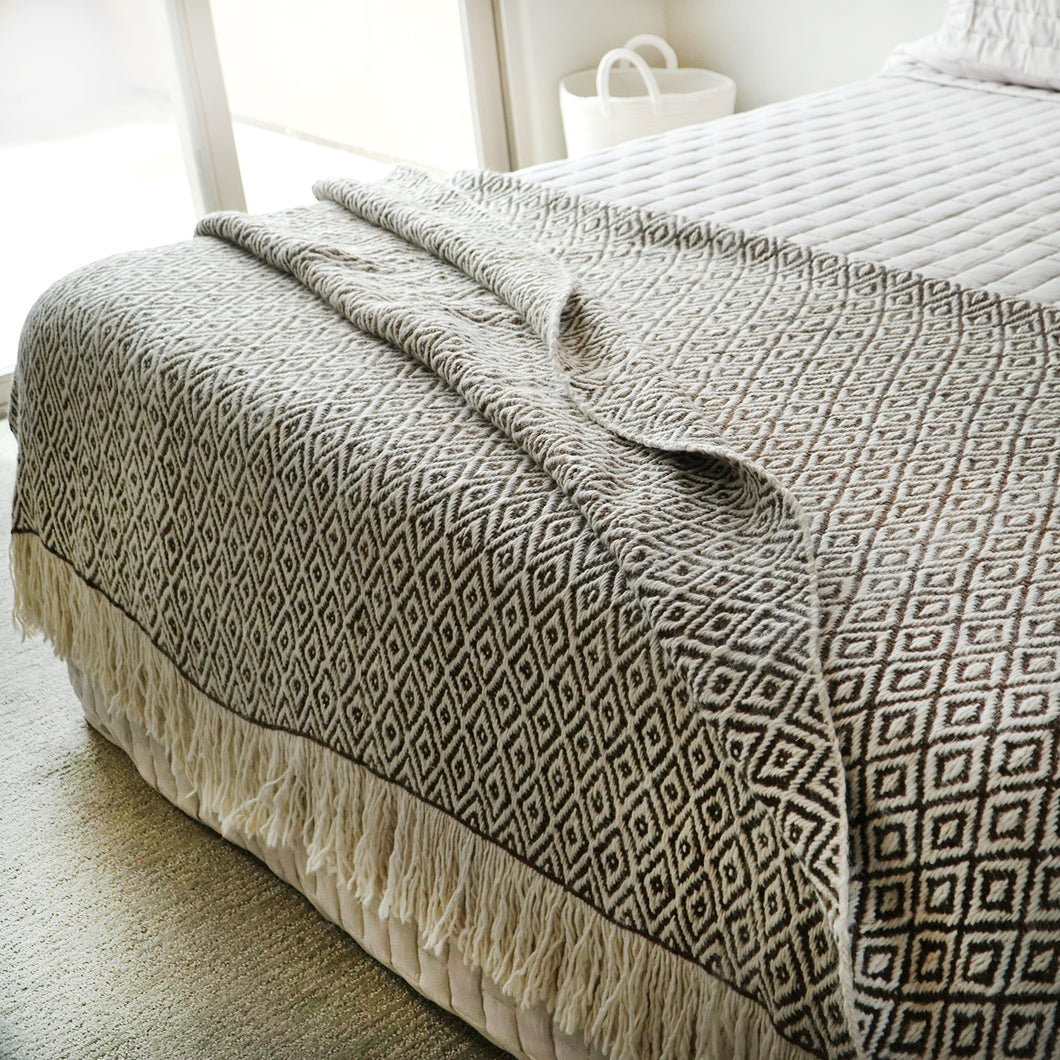 Brown & White Perdiz Wool Blanket