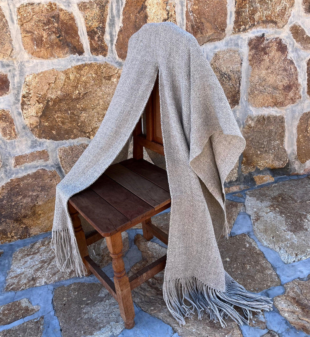 Grey Llama Wool Ruana Shawl