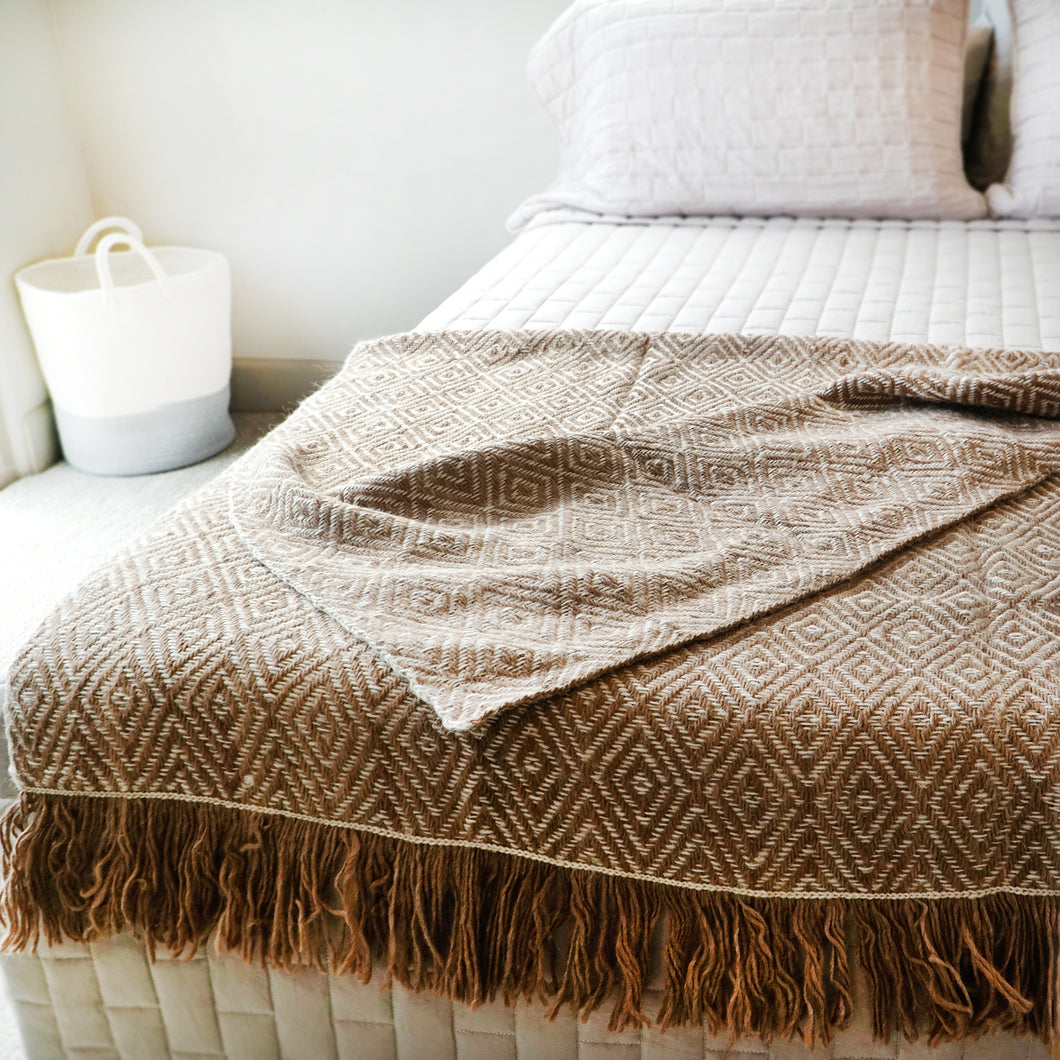 Tan & White Perdiz Wool Blanket