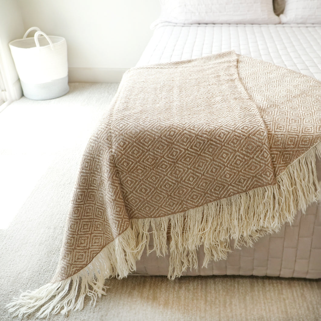 Beige Perdiz Wool Blanket